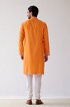 Riteish Deshmukh in Orange Embroidered Chanderi Kurta Set