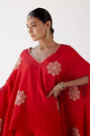 Red Embroidered Cotton Silk Sharara Set