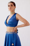 Pooja Hegde in Blue Dori Embroidered Cotton Silk Lehenga