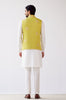 Ivory/Lime Green Cotton Silk Kurta with Bundi Set