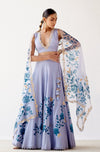 Aegean Blue Handpaint Lehenga