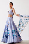 Aegean Blue Handpaint Lehenga
