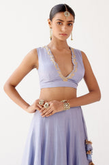 Aegean Blue Handpaint Lehenga