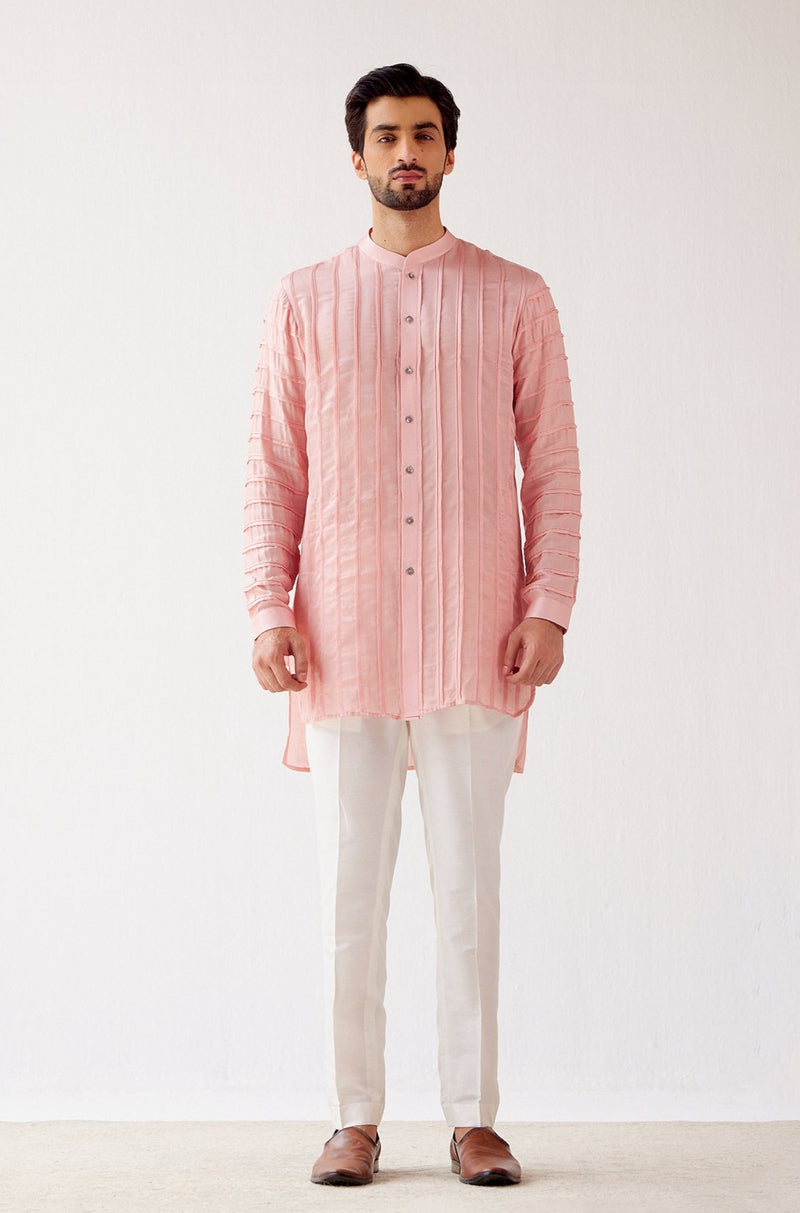 Blush Pink Cotton Silk Satin Kurta Set