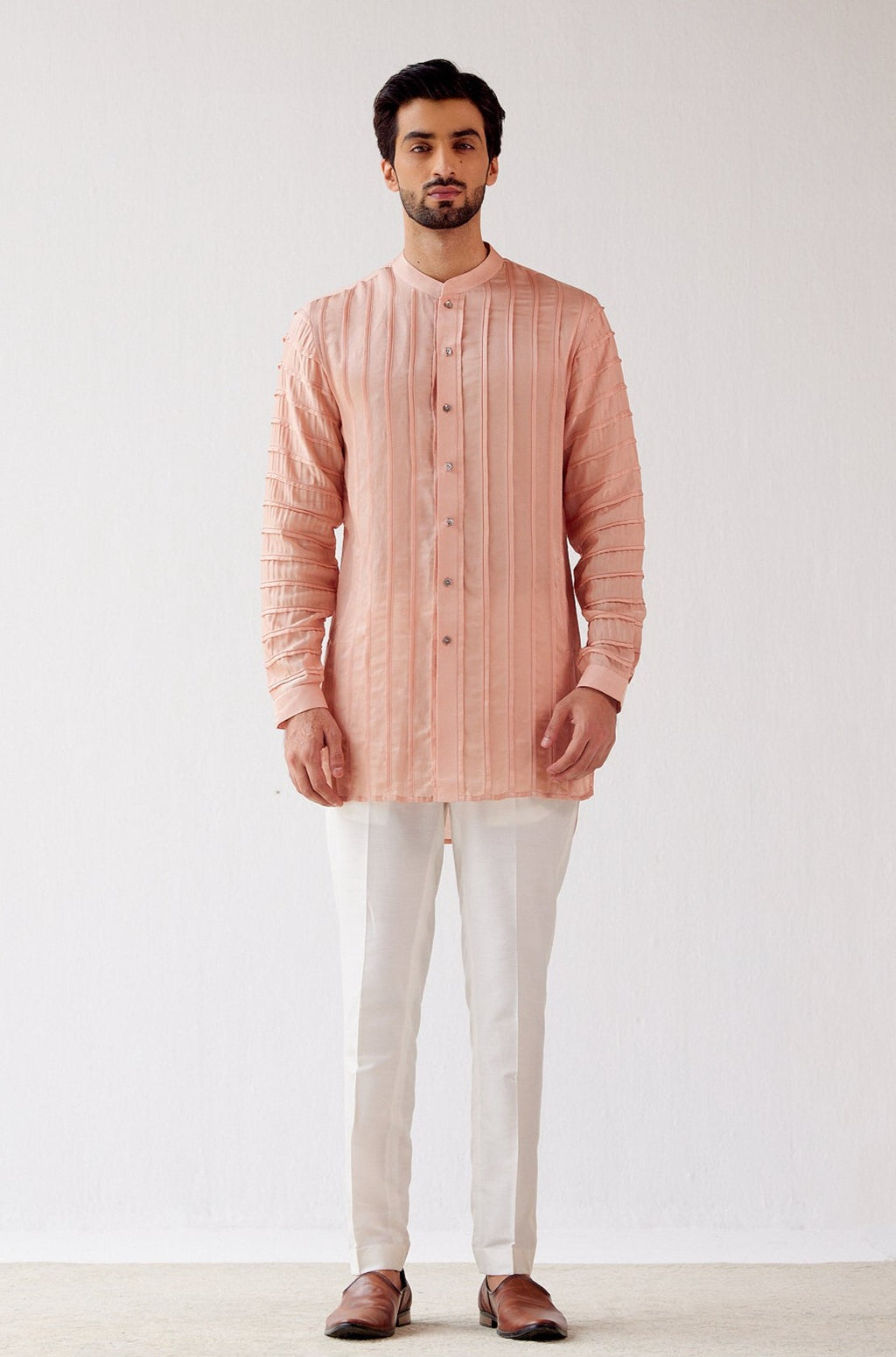 Caramel Cotton Silk Satin Kurta Set