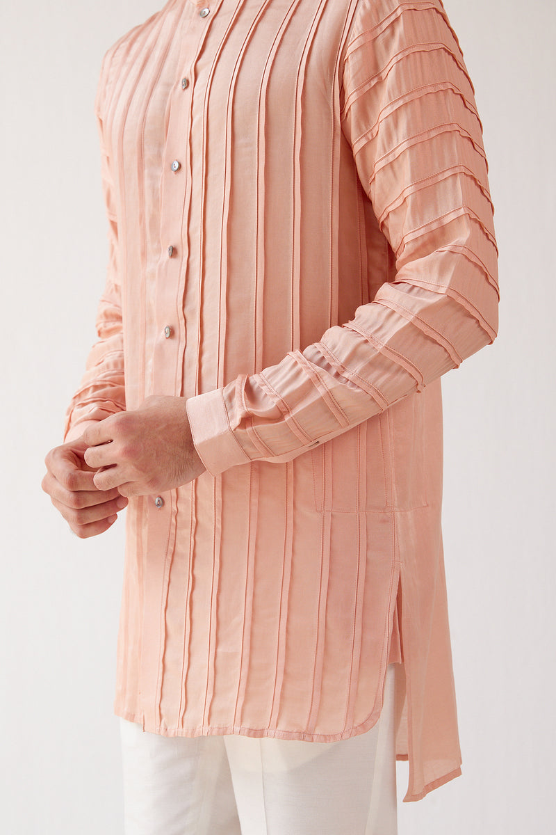 Caramel Cotton Silk Satin Kurta Set