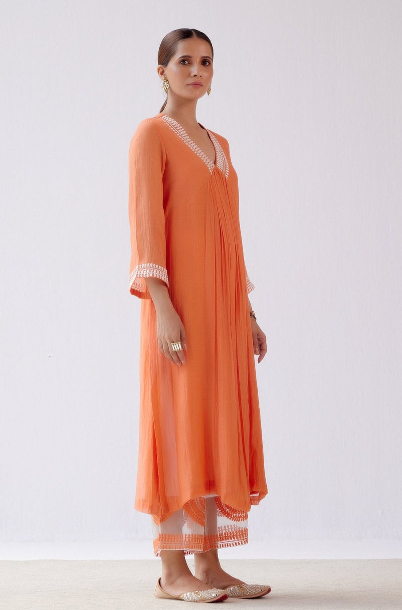 Coral Chanderi Kurta Set