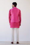 Fuchsia Pink Cotton Silk Satin Kurta with Bandi Set