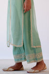 Sage Green Slit Chanderi Kurta Set (RTS)
