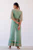 Sage Green Slit Silk Organza Kurta Set