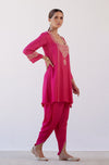 Genelia Deshmukh in Fuchsia Dori Embroidered Dhoti Set