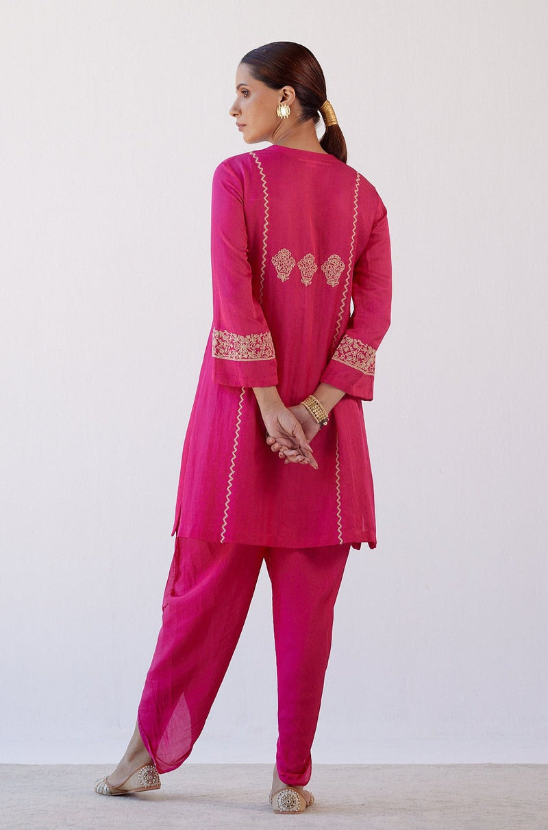 Alia Bhatt in Fuchsia Dori Embroidered Dhoti Set