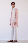 Blush Pink Cotton Silk Satin Kurta with Bandi Set