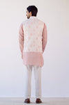 Blush Pink Cotton Silk Satin Kurta with Bandi Set