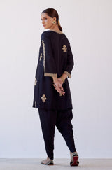 Black Sequins Embroidered Dhoti Set