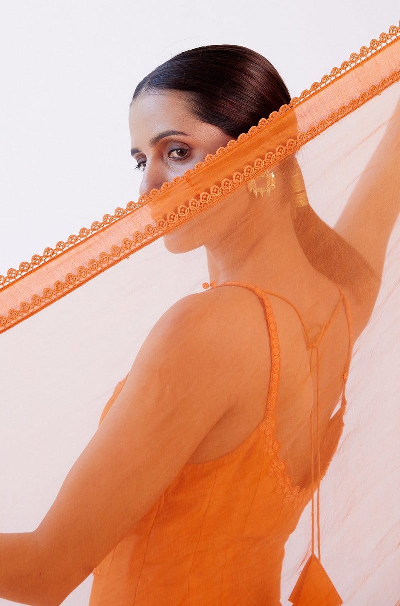 Orange Cotton Silk Anarakali