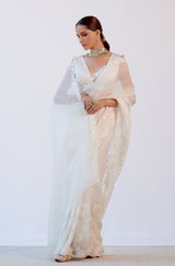 Upalina Gupta in Ivory Organza Embroidered Saree