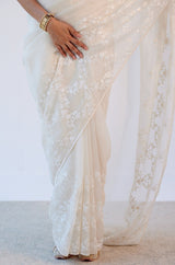 Upalina Gupta in Ivory Organza Embroidered Saree