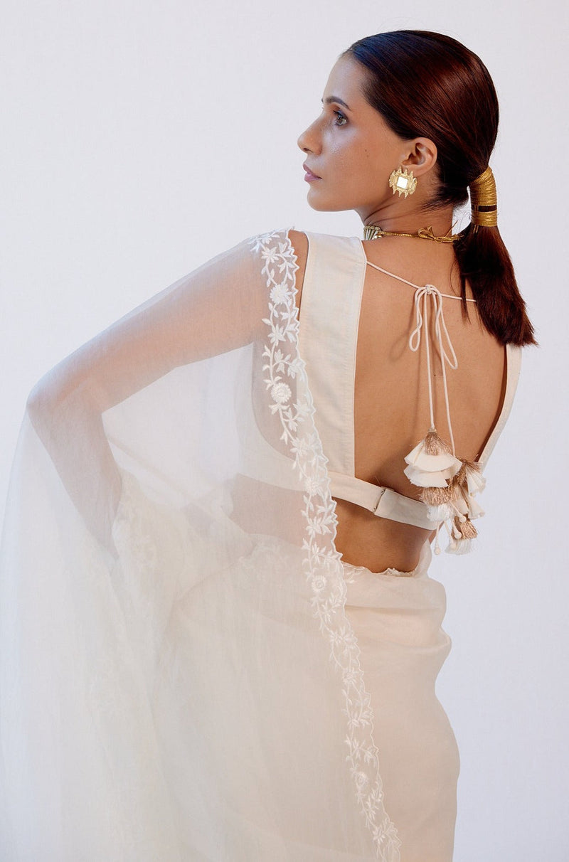 Upalina Gupta in Ivory Organza Embroidered Saree