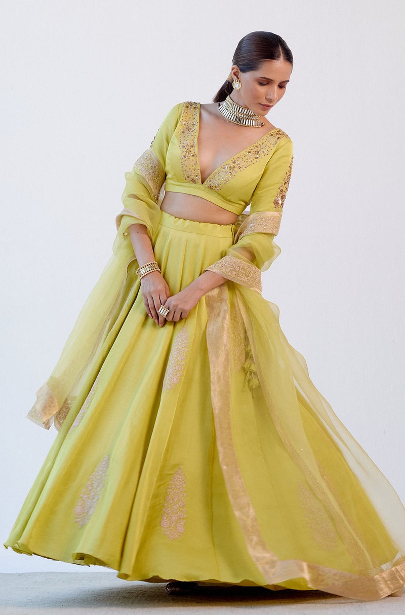 Lime green lehenga sales choli