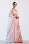 Blush Pink Organza Silk Lehenga