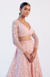 Blush Pink Organza Silk Lehenga