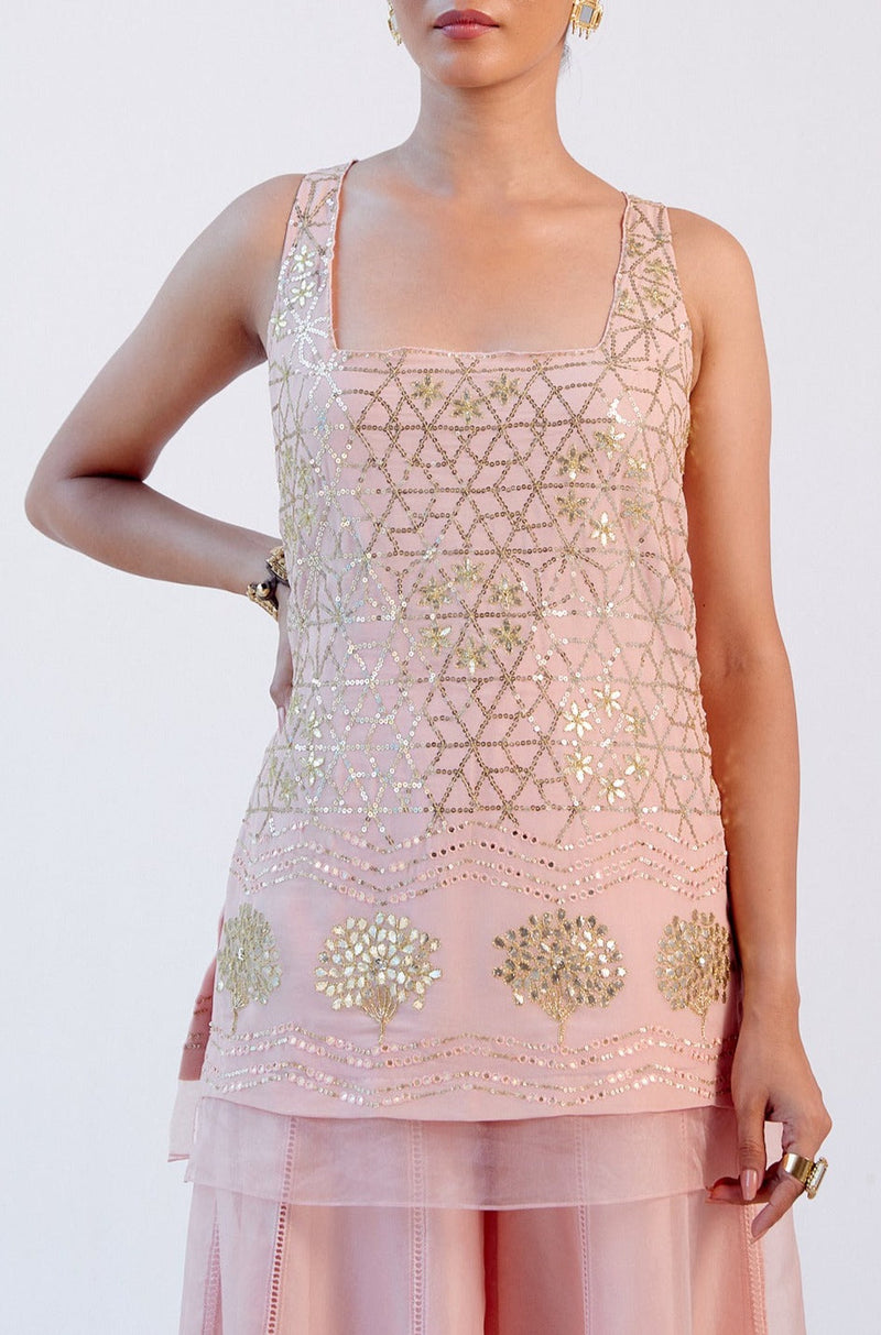 Sagarika Ghatge Khan in Blush Pink Georgette Sharara  Set
