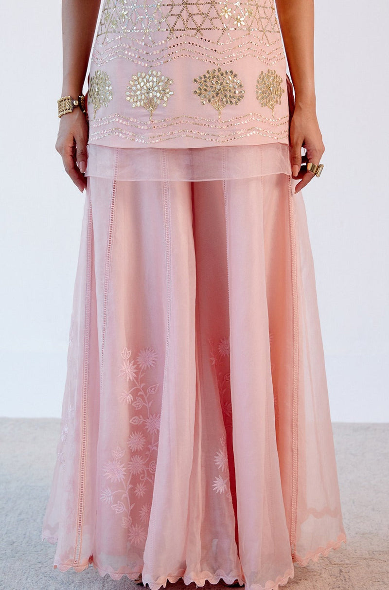 Sagarika Ghatge Khan in Blush Pink Georgette Sharara  Set