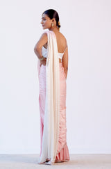 Ombre Blush Pink Satin Saree