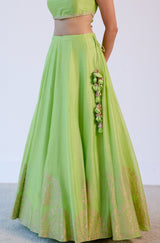 Aishwarya Lekshmi in Green Hand Block Print Lehenga