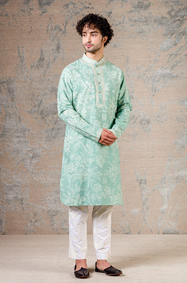Sea Green Printed Kurta Set
