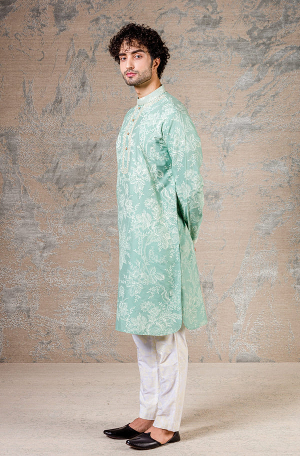 Sea Green Printed Kurta Set