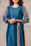 Midnight Blue Straight kurta with Block Printed Pallazo