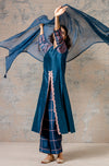 Midnight Blue Straight kurta with Block Printed Pallazo