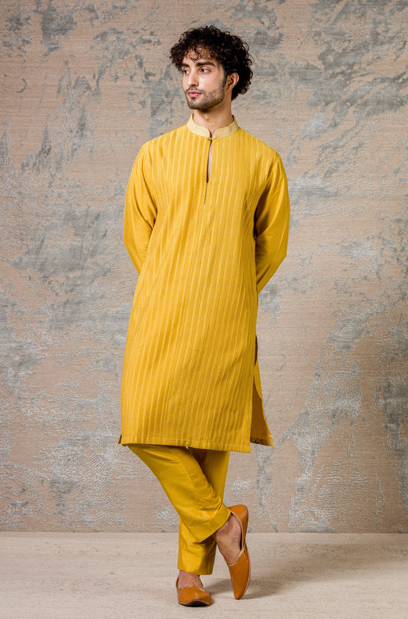 Mustard Pin Tuck  Kurta Set