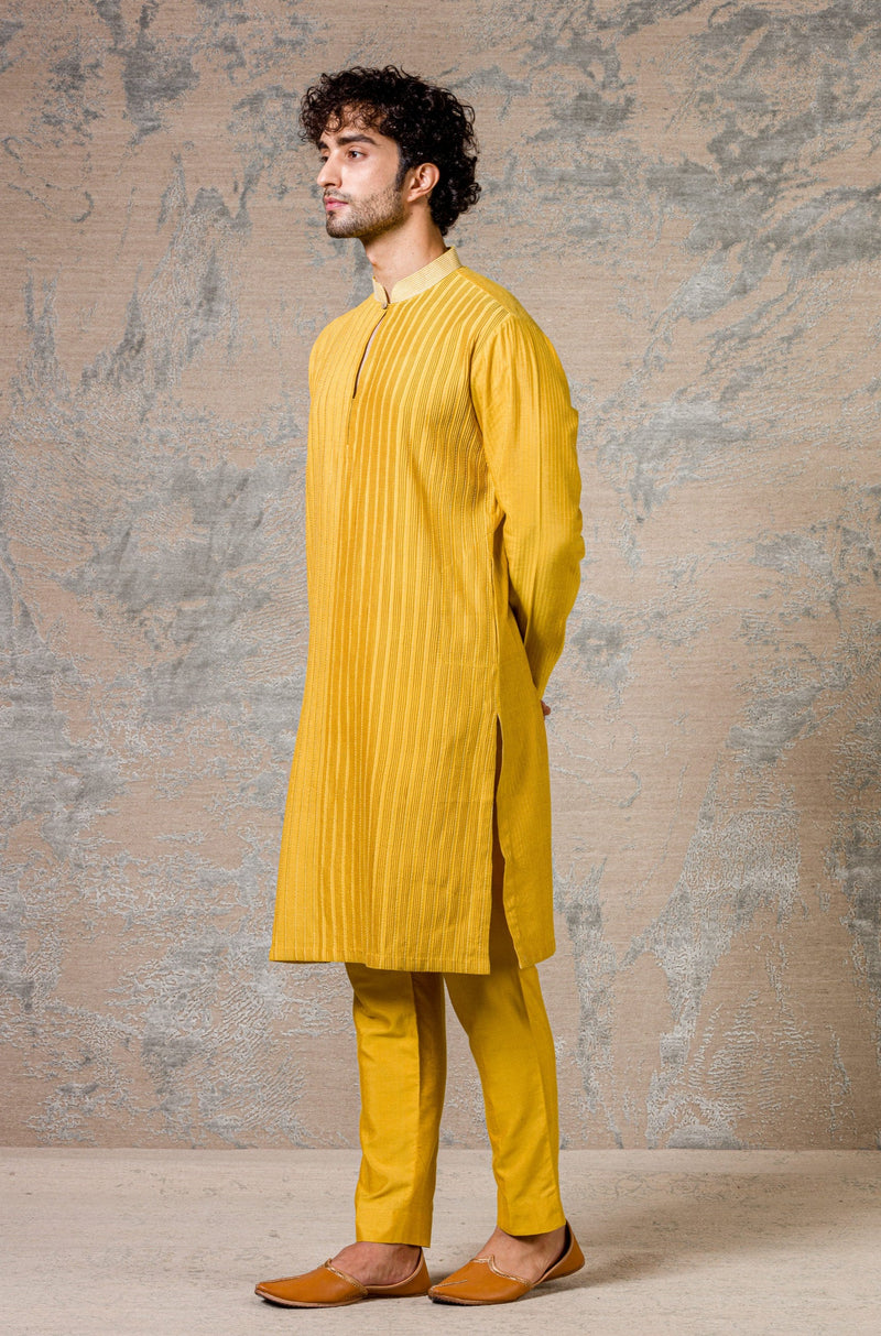 Mustard Pin Tuck  Kurta Set