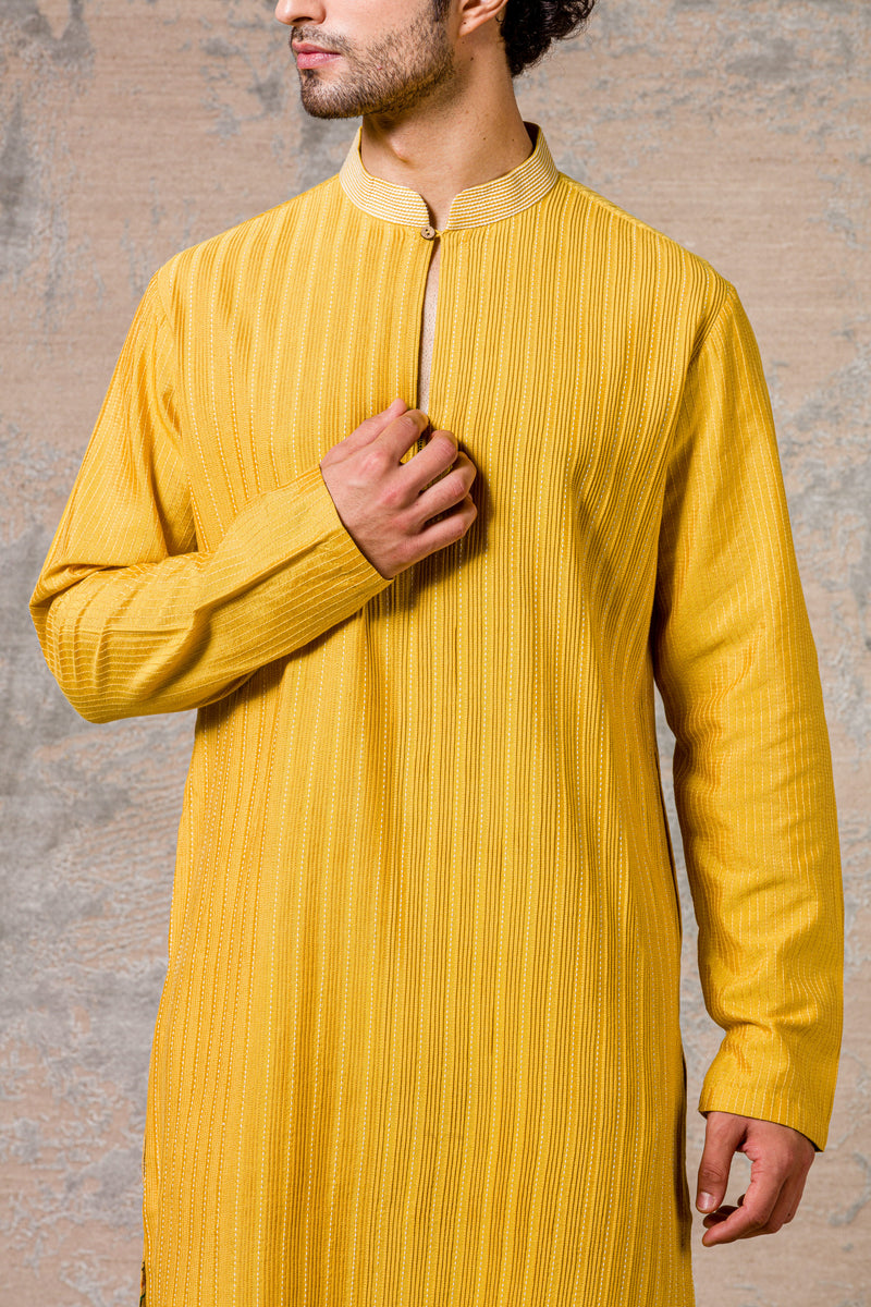 Mustard Pin Tuck  Kurta Set