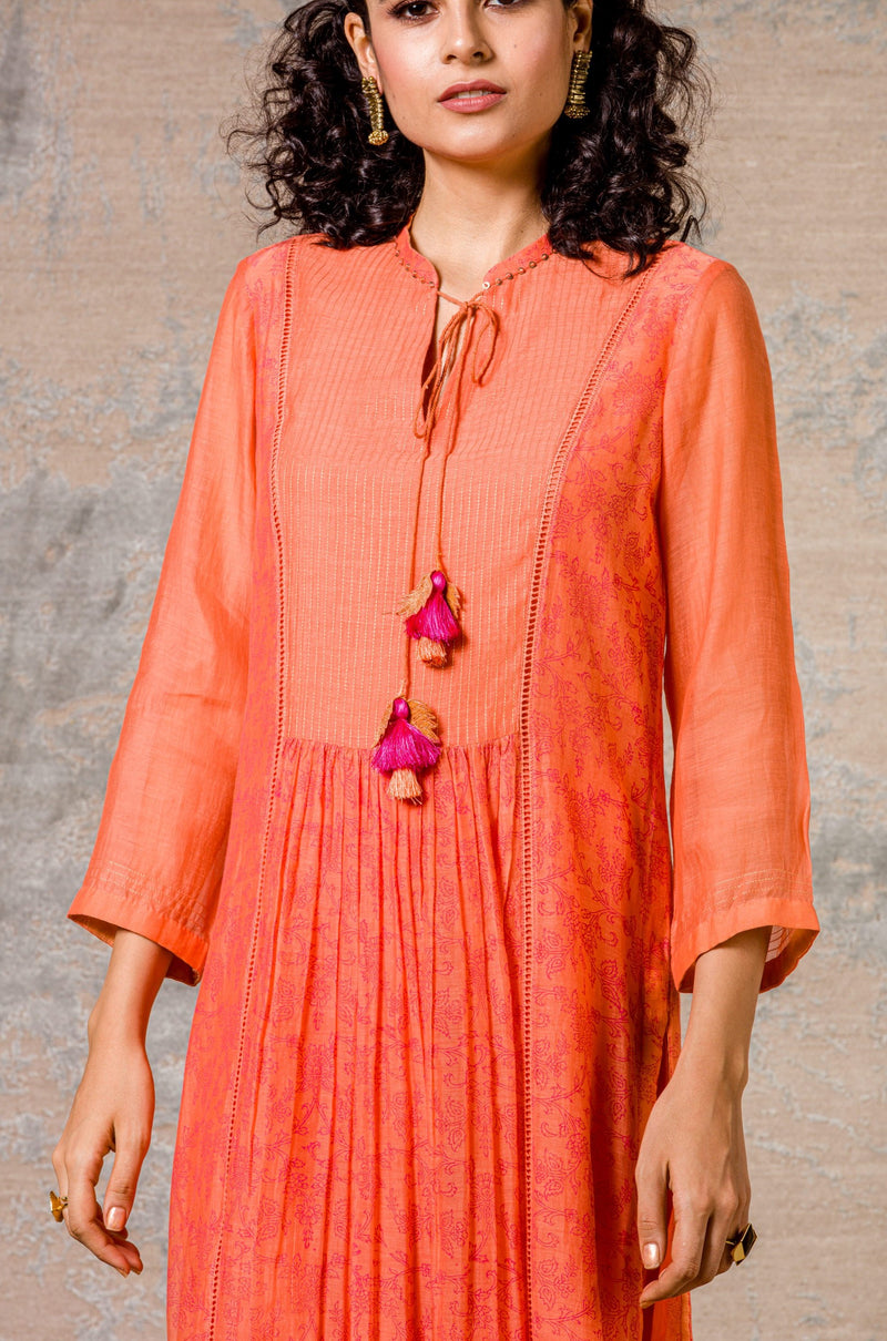 Orange Chanderi Kurta Set