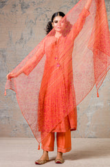 Orange Chanderi Kurta Set