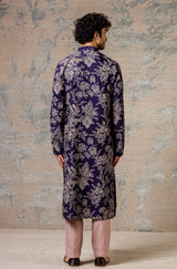 Navy Printed Kurta & Jacket Set