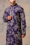 Navy Printed Kurta & Jacket Set