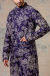 Navy Printed Kurta & Jacket Set