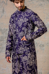 Sunil Grover in Navy Printed Kurta & Jacket Set