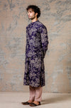 Navy Printed Kurta & Jacket Set