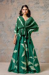 Green Hand Painted Skirt Set