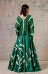 Green Hand Painted Skirt Set