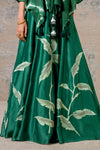 Green Hand-Painted Skirt Set