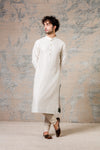 Off White Shell PinTuck Kurta Set