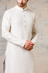Off White Shell PinTuck Kurta Set