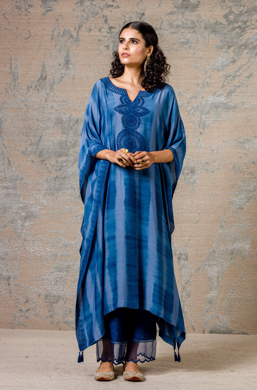 Blue Tie-Dye Kaftan Set